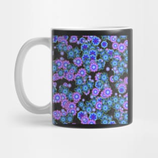 Black Blue and Purple Retro Flowers Mug